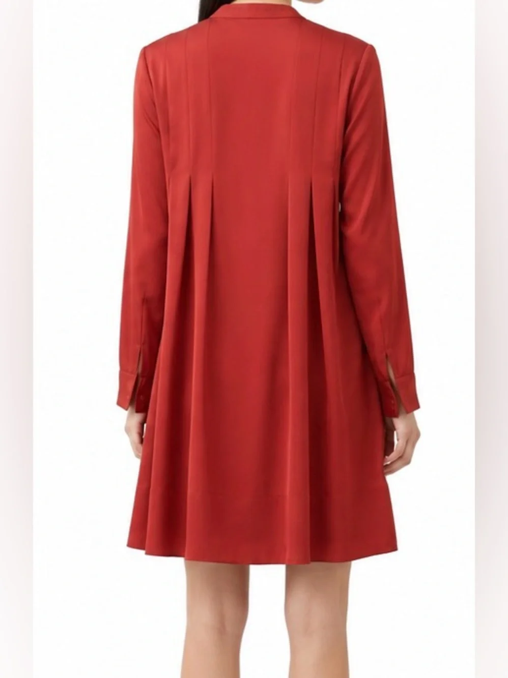 NWT - Banana Republic Split-Neck Swing Mini Dress in Embers Red Size Medium - Picture 2 of 9